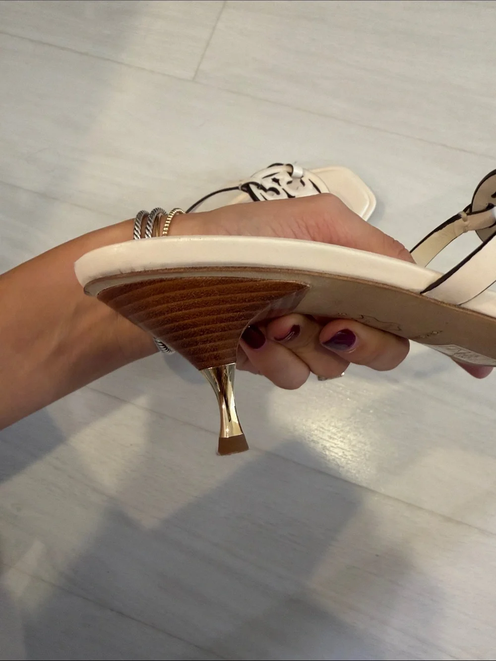 Tory Burch Ivory Logo Slide Mule Heels
